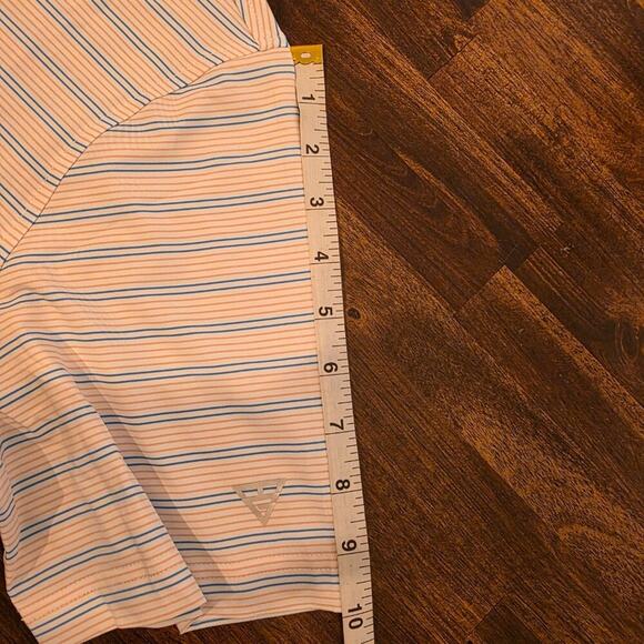 Maelreg Men's Golf Polo Shirt Large Pink Blue Stripe Performance NWT - Picture 4 of 5
